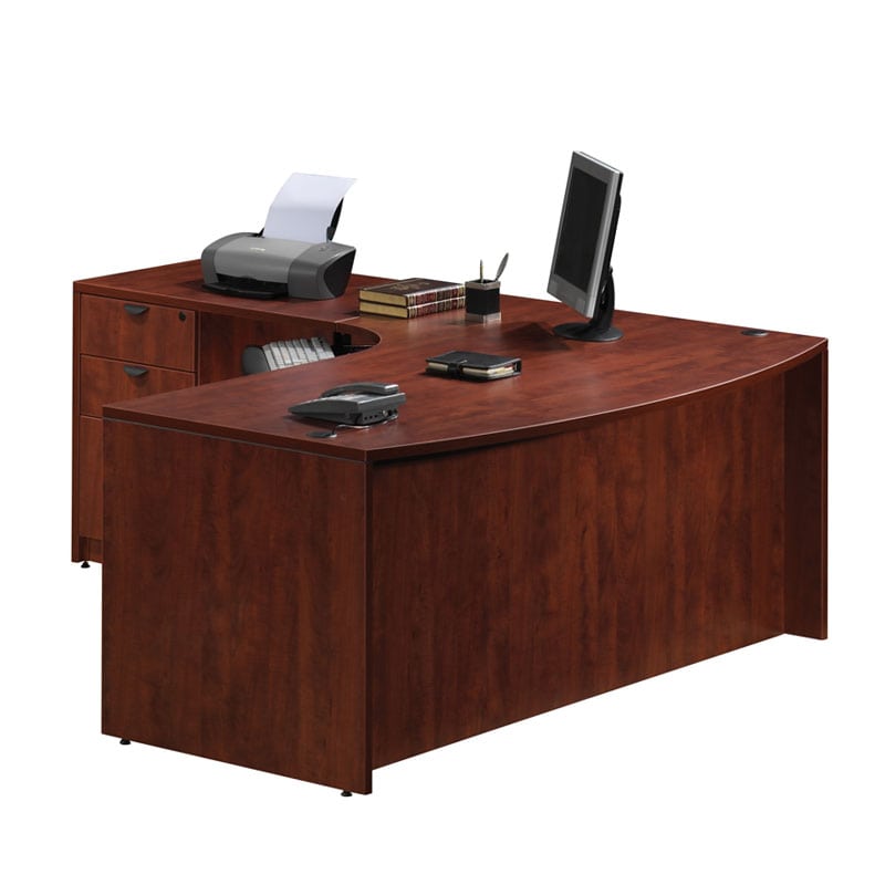 Exec Bow Front L Desk, Deluxe File Office Furniture EZ