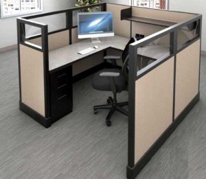 6x6' QuickTime Glass Topped Office Cubicles | Office Furniture EZ