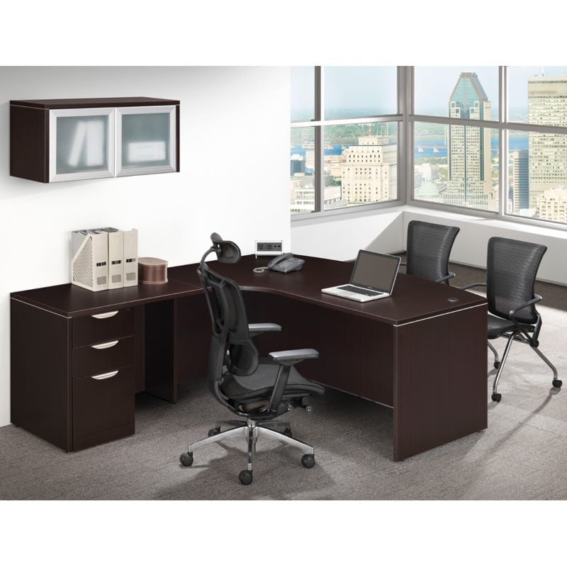 Bow Front L Desk Deluxe File Overhead Storage Office Furniture Ez L Desk Overhead Storage Bow Front Deluxe File