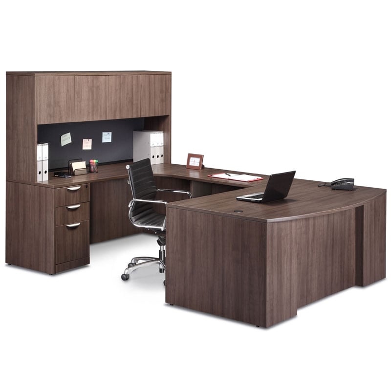 Step Front U Desk, Closed Hutch Office Furniture EZ