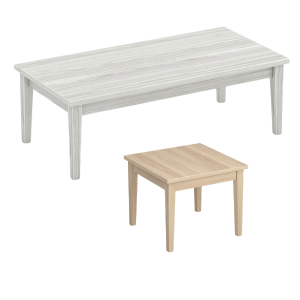 Laminate coffee and end tables for use in waiting rooms, executive offices, and training rooms