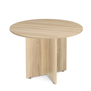 Laminate X Base Round Table in Aspen Wood Color