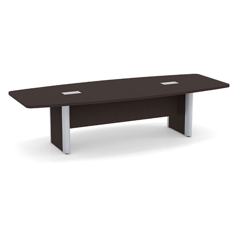 Boat Shaped Conference Table Accent Base - Espresso and Silver