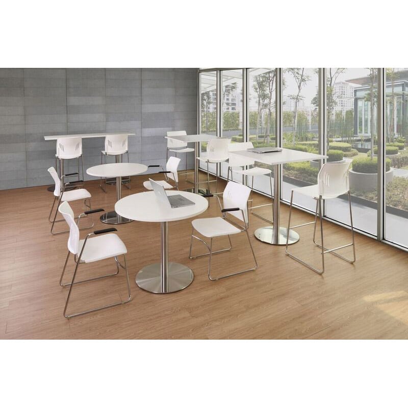 Versatile Round Table, Brushed Steel Base Office Furniture EZ