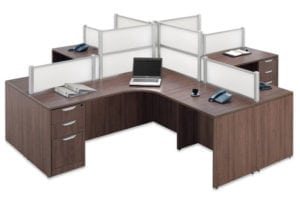 Dividing Your office space on a budget quad 4 person desk