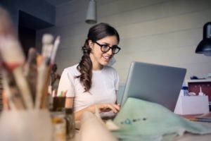 workday break woman at computer