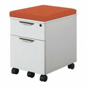 Mobile Filing Cabinet with orange cushion