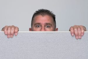 cubicle etiquette peeking over cube