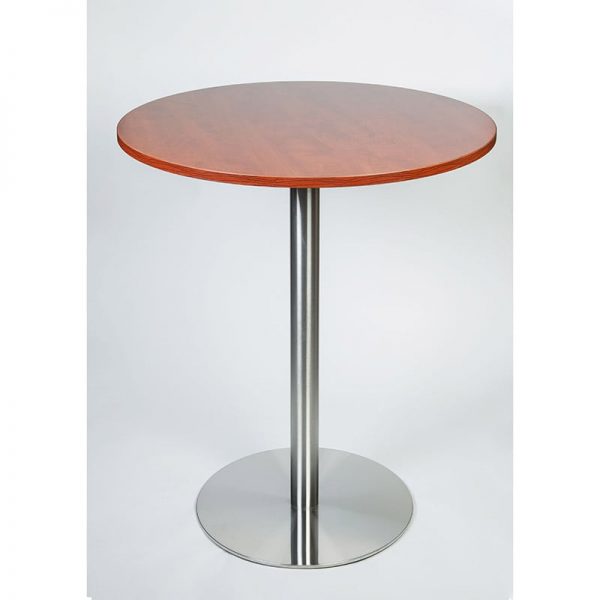 Café Height Round Table, Brushed Steel Base