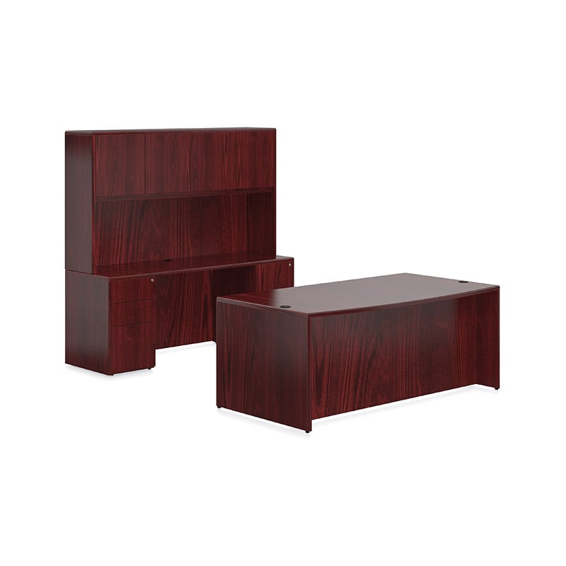 Veneer Bow Front Desk Credenza Hutch Office Furniture Ez