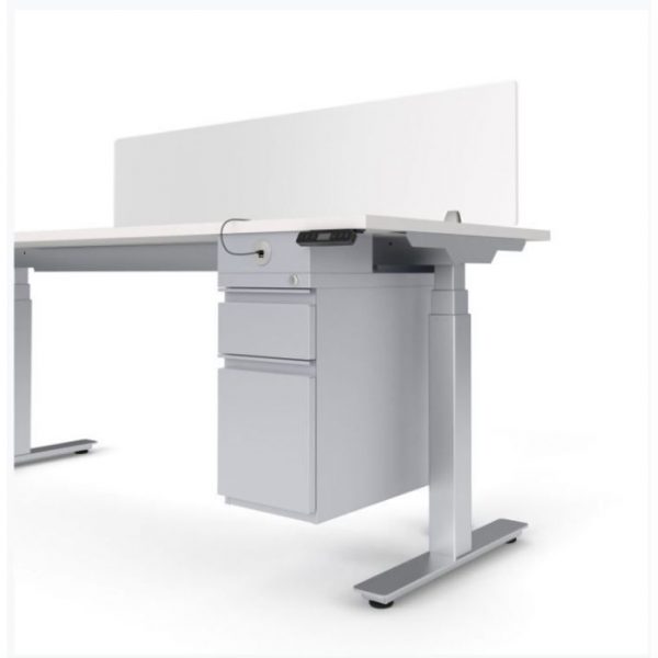 Stand Up Desk with Attached Filing Cabinet
