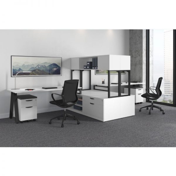 Black V-Leg Dual Workstation