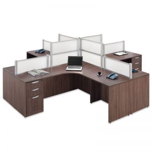 Four Person Desk with Acrylic Barriers