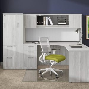 silver birch L shaped desk