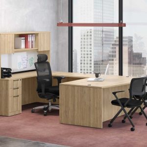 U-Shaped-Desk,-Credenza-and-Files