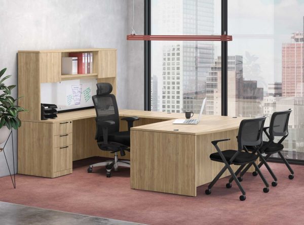 U-Shaped-Desk,-Credenza-and-Files