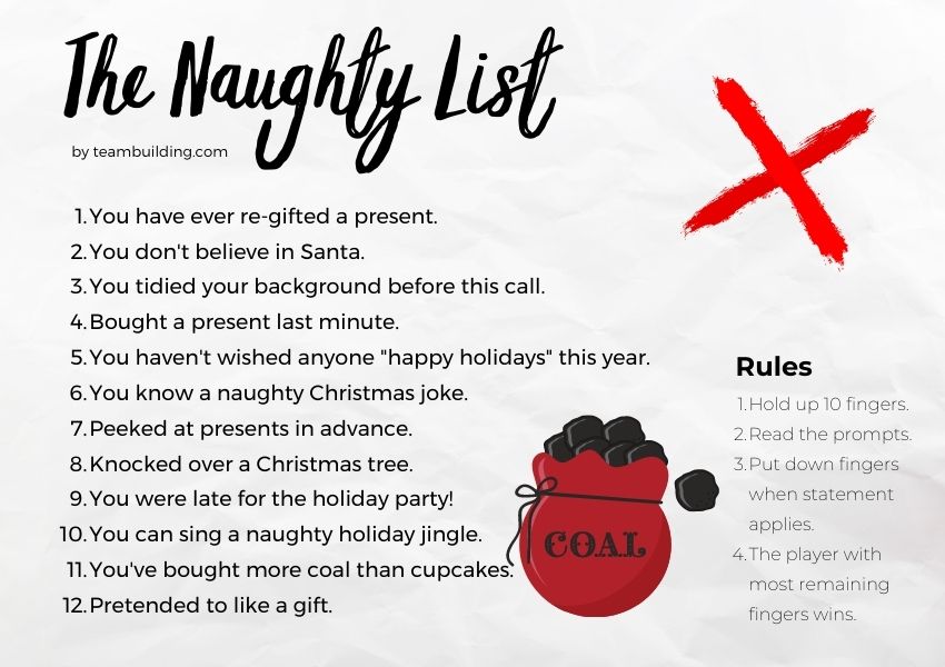 holiday ideas for remote workers - naughty list