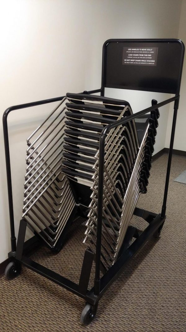 mesh stackable chair rolling storage rack