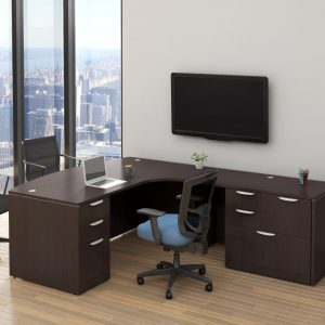 Executive Bowfront L-Shaped Desk, Combo File