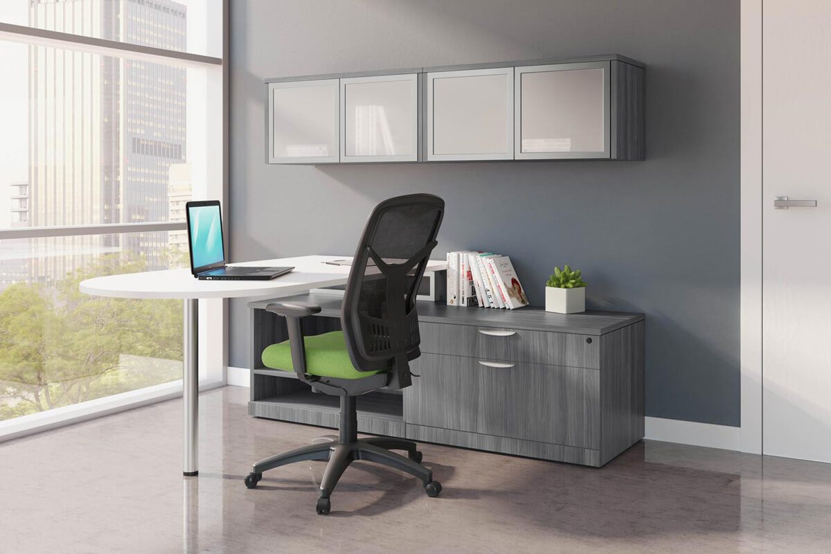 Bullet Top L Desk with Premium Storage