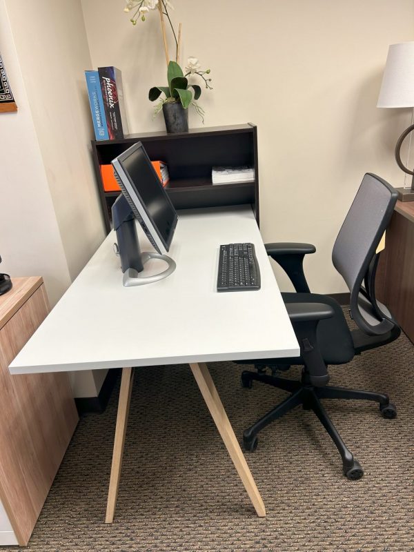 Table Desk with Bookcase, V-Legs