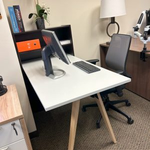 Table Desk with Bookcase, V-Legs