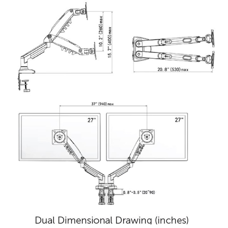 Computer Monitor Arms Spec Sheet