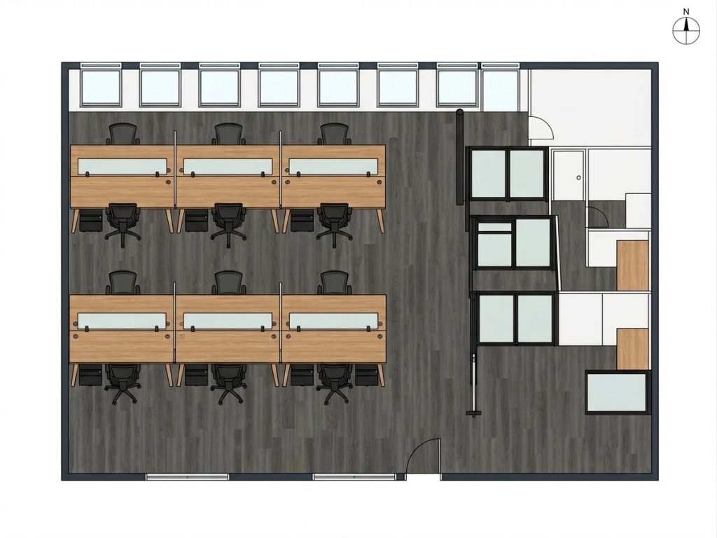 2D CAD Space Plan for Large Office Project - Denver, CO