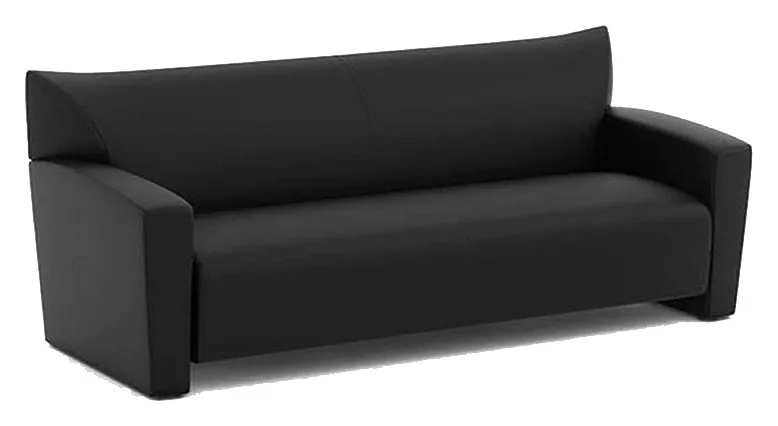 Tribeca Office Sofa Black Leather - Office Furniture EZ Denver