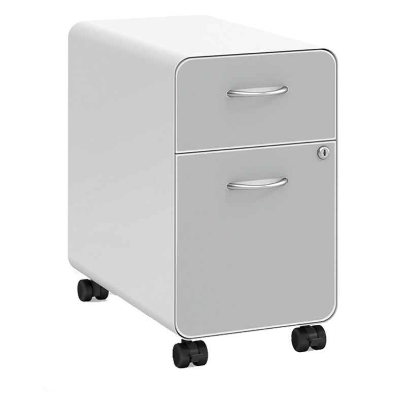 Slim metal mobile pedestal n9ne furniture silver