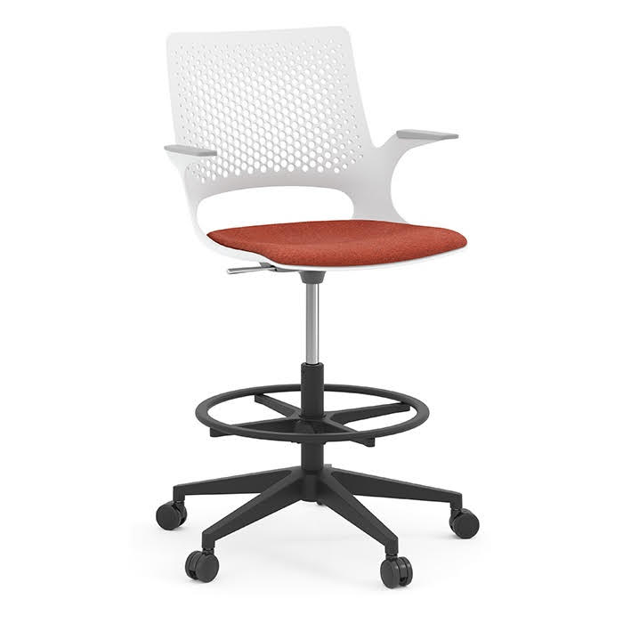 Harmony ergonomic drafting stool with breathable cutout back and adjustable height.