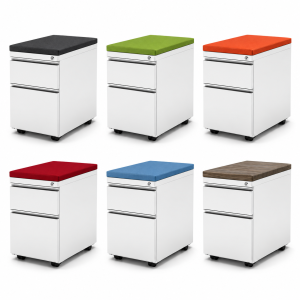 2-Drawer Steel Mobile Pedestal - Choose Your Finish and Cushion Color