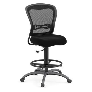 Task drafting stool with mesh back and armless design
