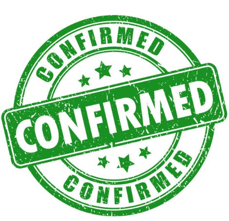 A stamp indicating something is confirmed