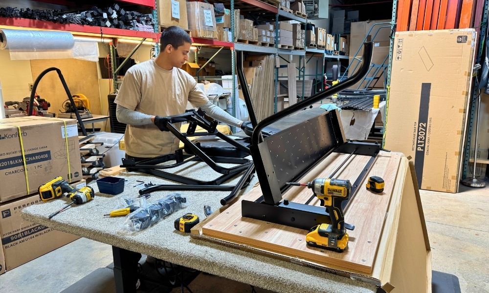 Office Furniture being assembled at Office Furniture EZ's Assembly Lab