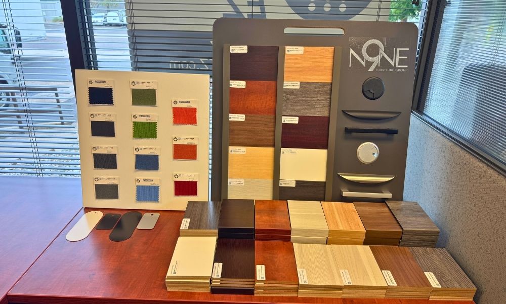Customizable office furniture - choose your finish and fabric colors
