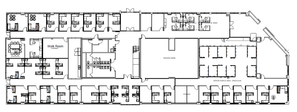 2D commercial office furniture space plan and modular cubicle layout for a multi-floor government building in northeast Denver