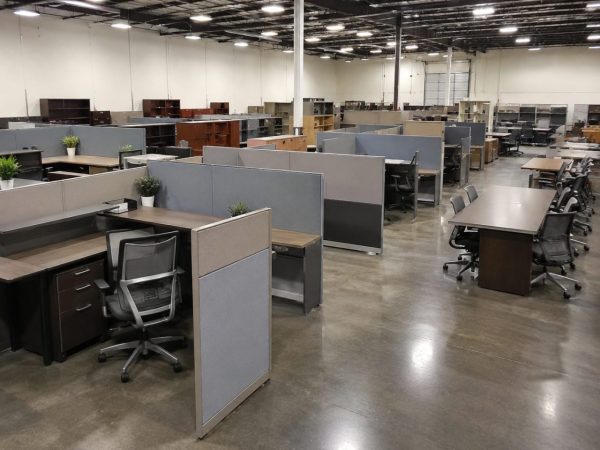 Used office furniture in a warehouse in Denver Colorado