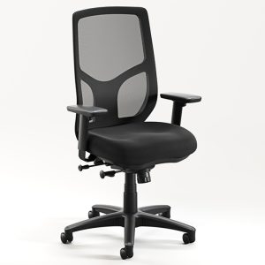 Front view of the black 2601 Synchro High-Back Office Chair with mesh back and CoolMesh seat.