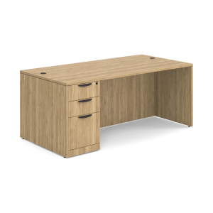 Modern wood office desk with pedestal storage