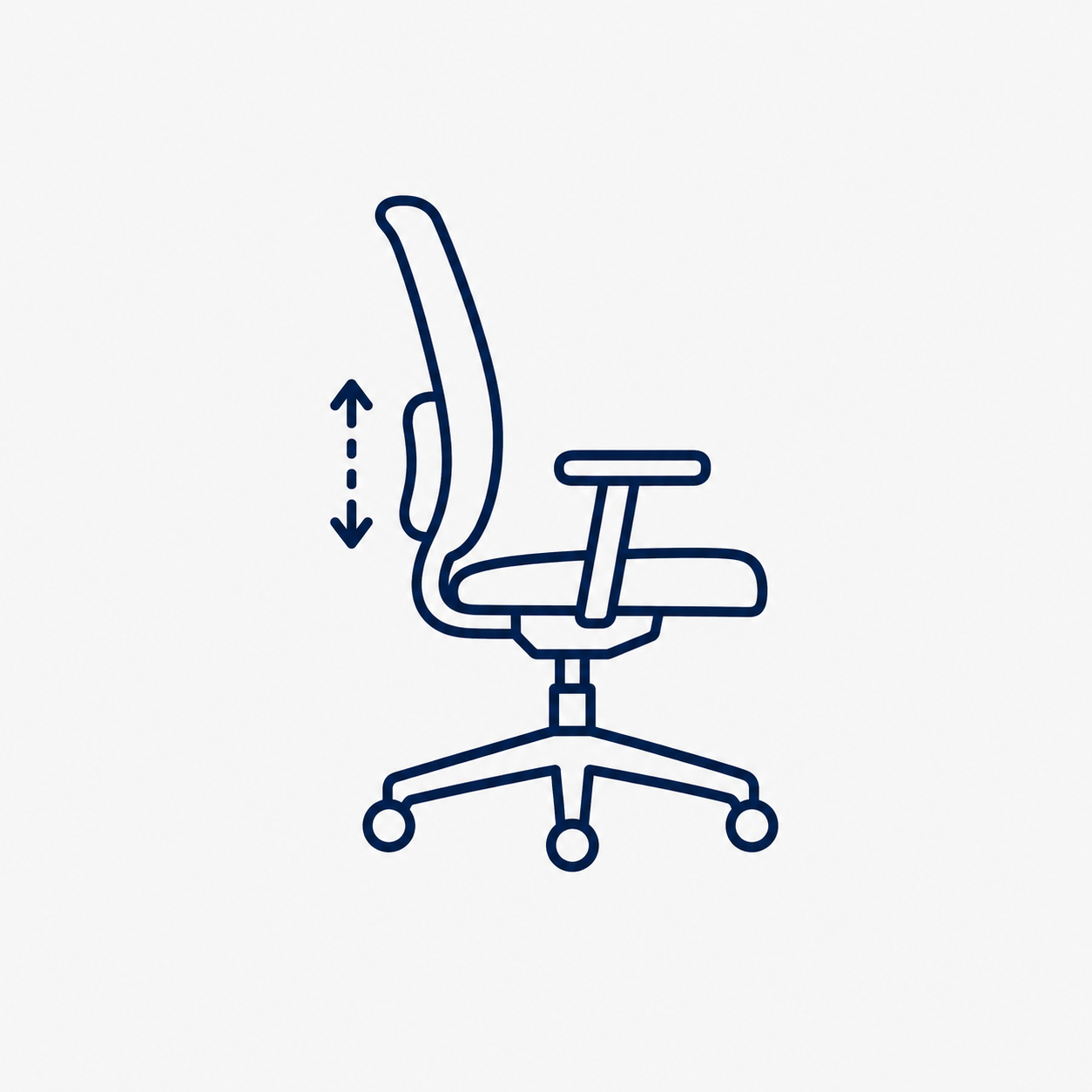Icon showing adjustable lumbar support on an office chair