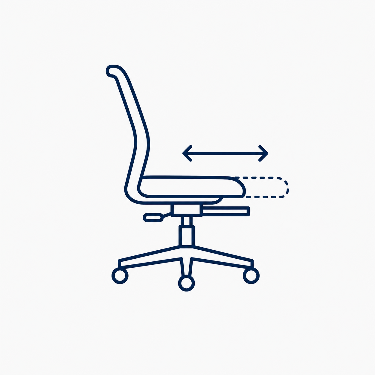Icon showing office chair seat depth adjustment