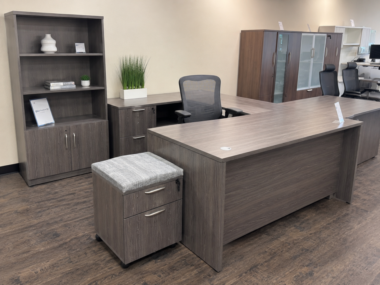 office-desk-pedestal-file-bookcase-showroom