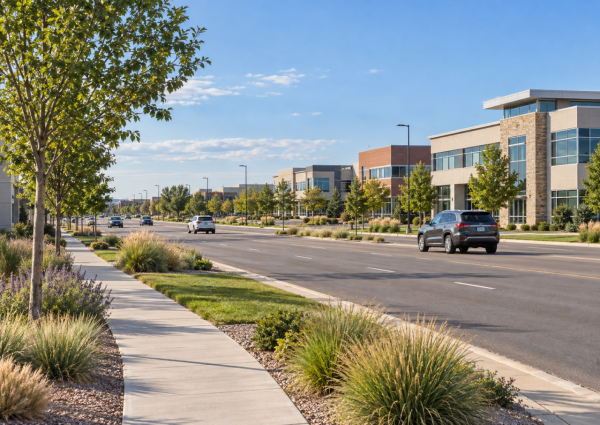 Professional office buildings along the Powers Corridor in eastern Colorado Springs