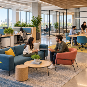 Soft seating lounge office furniture for informal meetings or client waiting.