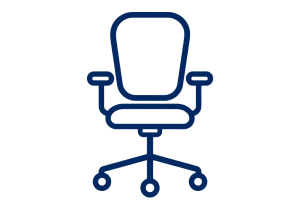 An icon depicting a single office chair