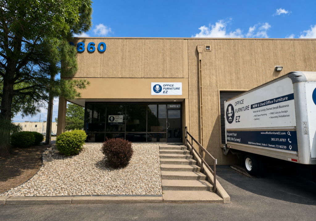 Office Furniture EZ Denver showroom and warehouse with delivery truck